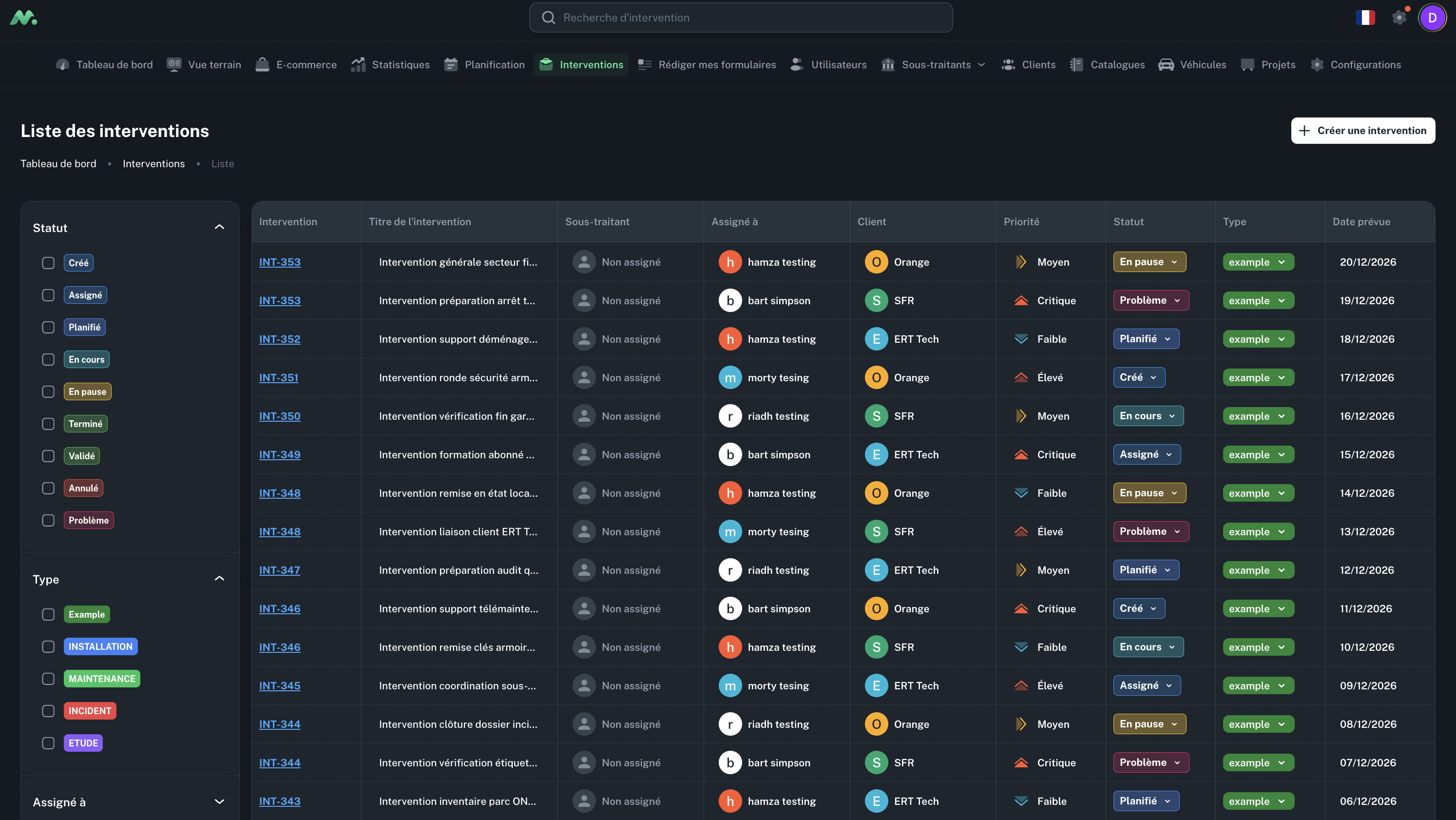 OptiTask dashboard